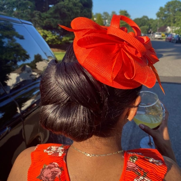 Accessories - Orange Hair Fascinator w/head band option